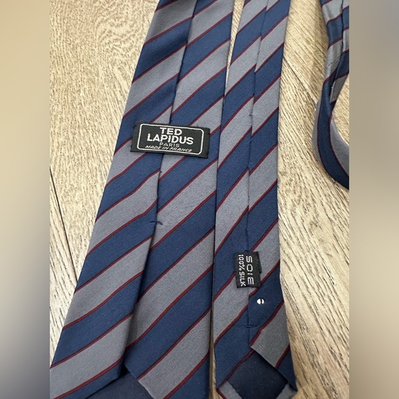 Ted Lapidus silk tie grey purple - Picture 3 of 3